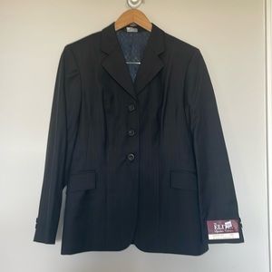Elite Signature Black Blue Plaid Wool Riding Coat Sz 14R NWT